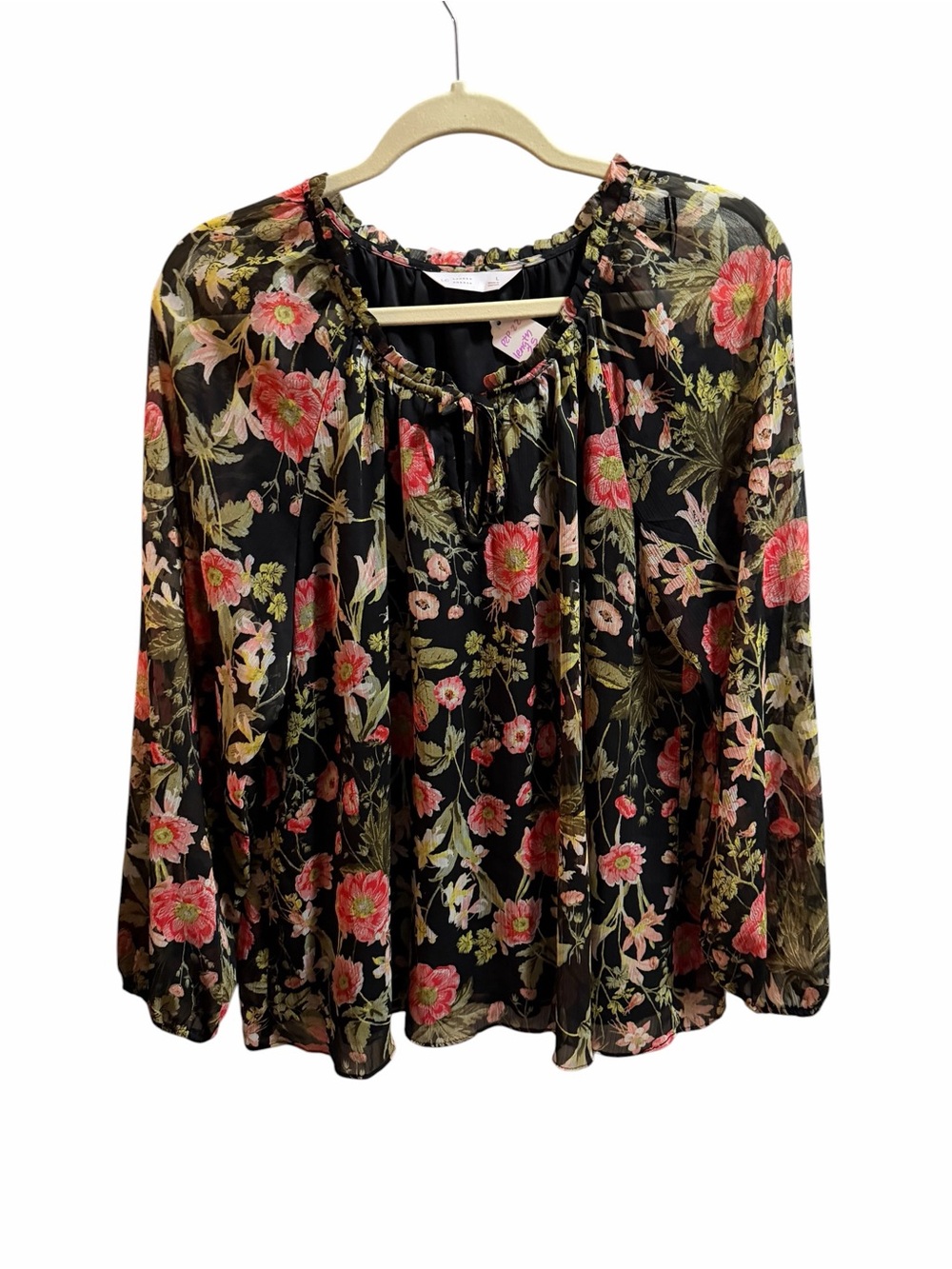 LC Lauren Conrad Floral Peasant Blouse size large